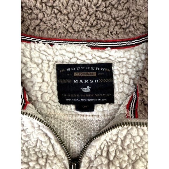 Southern Marsh Women's Medium Beige Fleece Pullover Quarter Zipper - Picture 7 of 8